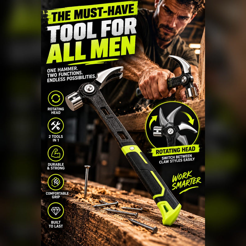 MagHammer 2-in-1 Claw Hammer, the must-have tool with rotating head